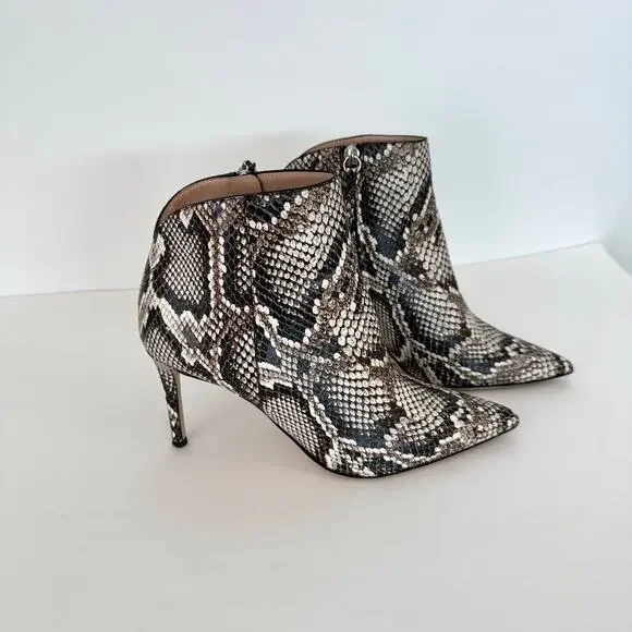 Giuseppe Zanotti Tysha Snake Embossed Leather Ankle Boots 37.5 (US7.5)